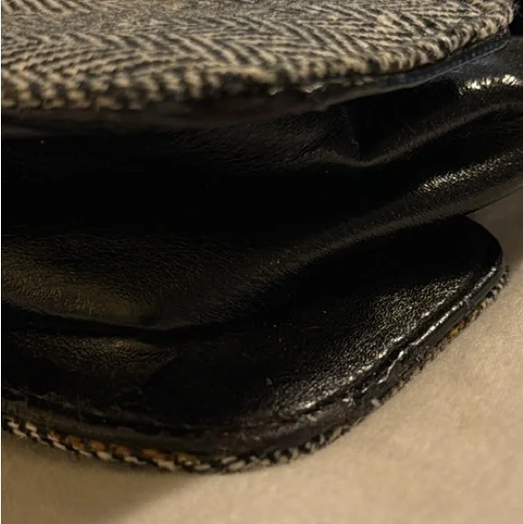 Dog Shaped Purse Black/White Herringbone Tweed Faux Leather Handbag Scottie - Picture 10 of 15